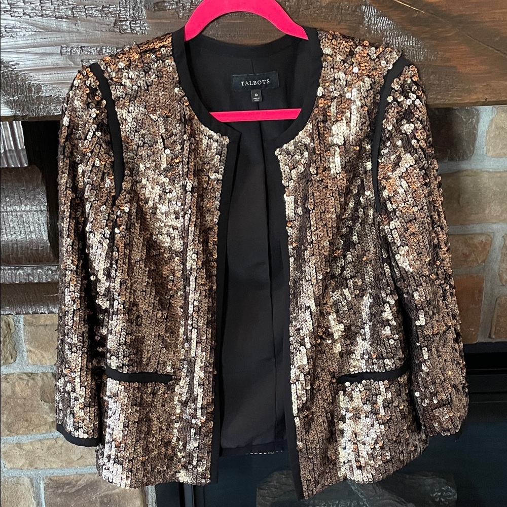 Talbots Gold Sequin Jacket - image 1